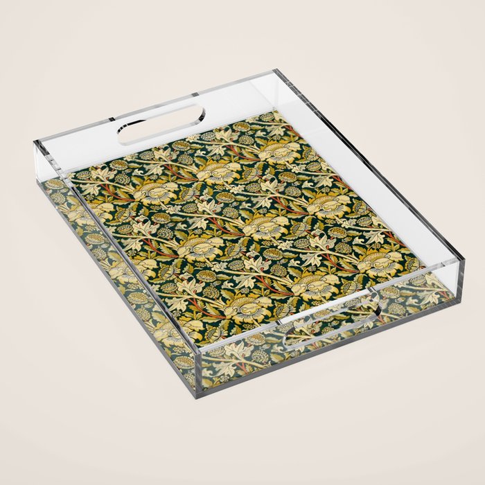 Vintage William Morris Green and Yellow Chintz Acrylic Tray Gallery Image 1