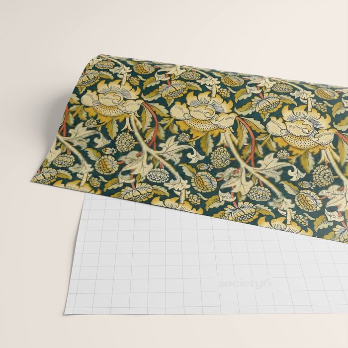 Vintage William Morris Green and Yellow Chintz Wrapping Paper Gallery Image 2