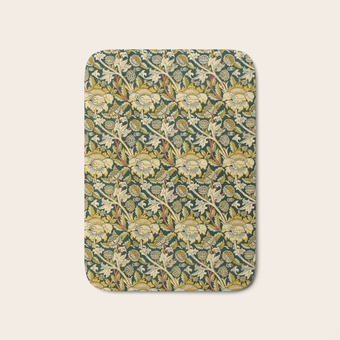 Vintage William Morris Green and Yellow Chintz Bath Mat Gallery Image 1