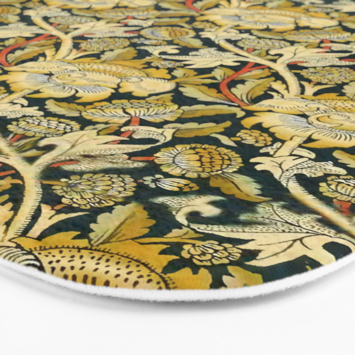 Vintage William Morris Green and Yellow Chintz Bath Mat Gallery Image 3