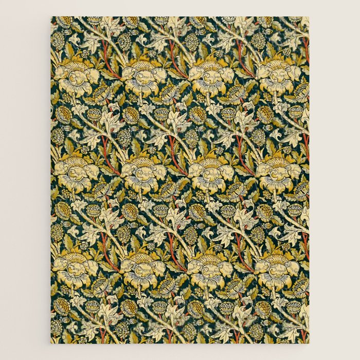 Vintage William Morris Green and Yellow Chintz Jigsaw Puzzle Gallery Image 1