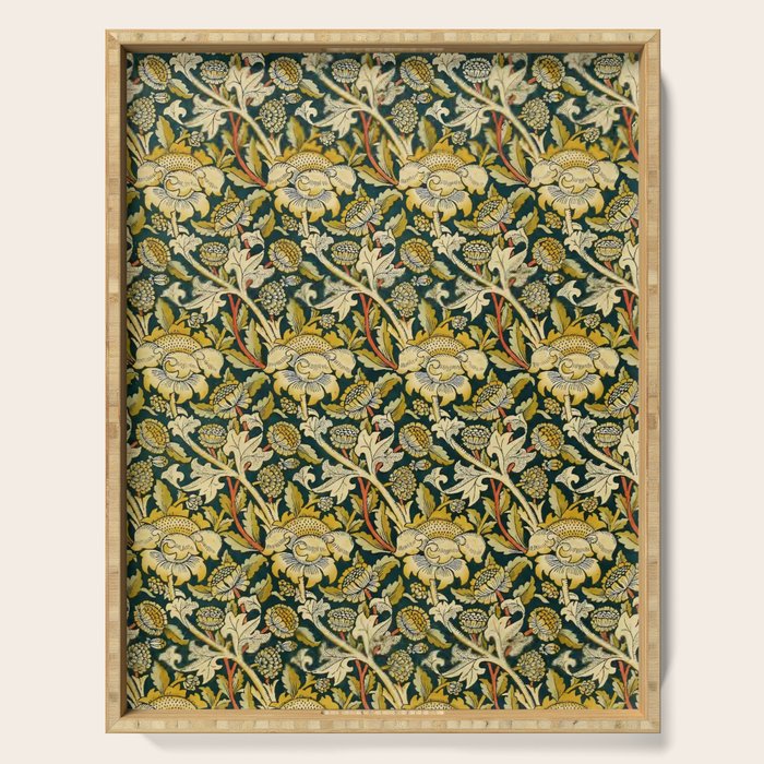 Vintage William Morris Green and Yellow Chintz Serving Tray Gallery Image 1