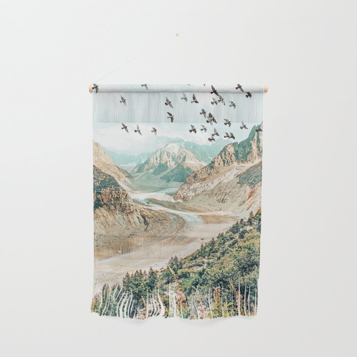 Apricity, Scenic Neutral Pastel Nature Travel Photography, Mountains Exotic Birds Landscape Path Wall Hanging Gallery Image 1
