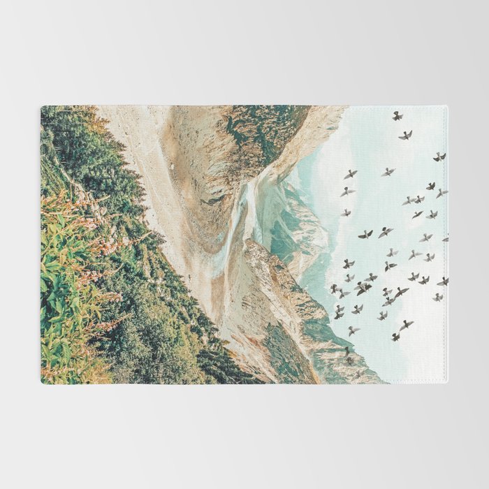 Apricity, Scenic Neutral Pastel Nature Travel Photography, Mountains Exotic Birds Landscape Path Rug Gallery Image 2