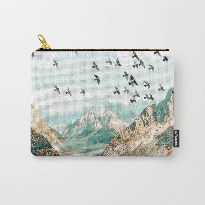 Apricity, Scenic Neutral Pastel Nature Travel Photography, Mountains Exotic Birds Landscape Path Carry All Pouch Gallery Image 1
