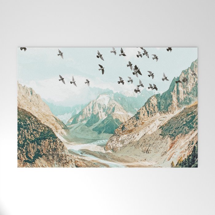 Apricity, Scenic Neutral Pastel Nature Travel Photography, Mountains Exotic Birds Landscape Path Welcome Mat Gallery Image 1