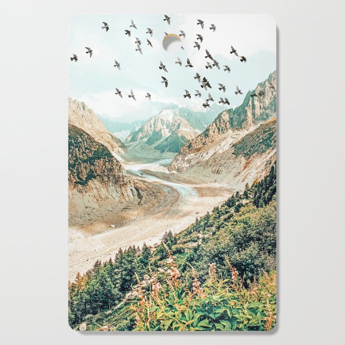 Apricity, Scenic Neutral Pastel Nature Travel Photography, Mountains Exotic Birds Landscape Path Cutting Board Gallery Image 1
