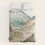 Apricity, Scenic Neutral Pastel Nature Travel Photography, Mountains Exotic Birds Landscape Path Comforter Gallery Image 6