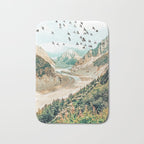 Apricity, Scenic Neutral Pastel Nature Travel Photography, Mountains Exotic Birds Landscape Path Bath Mat Gallery Image 1