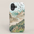 Apricity, Scenic Neutral Pastel Nature Travel Photography, Mountains Exotic Birds Landscape Path iPhone Case Gallery Image 1