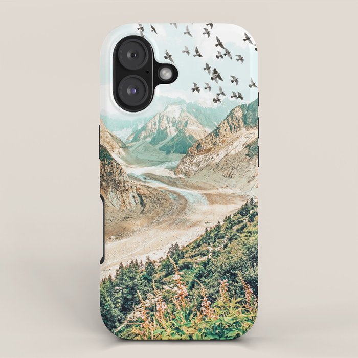 Apricity, Scenic Neutral Pastel Nature Travel Photography, Mountains Exotic Birds Landscape Path iPhone Case Gallery Image 1