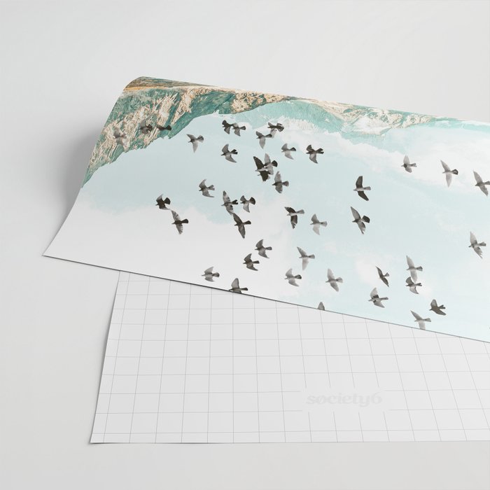 Apricity, Scenic Neutral Pastel Nature Travel Photography, Mountains Exotic Birds Landscape Path Wrapping Paper Gallery Image 2