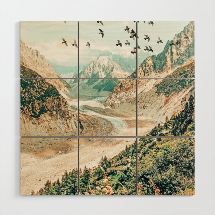 Apricity, Scenic Neutral Pastel Nature Travel Photography, Mountains Exotic Birds Landscape Path Wood Wall Art Gallery Image 1