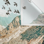 Apricity, Scenic Neutral Pastel Nature Travel Photography, Mountains Exotic Birds Landscape Path Wall Tapestry Gallery Image 3