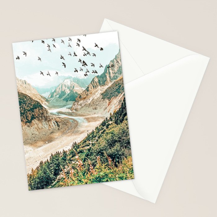 Apricity, Scenic Neutral Pastel Nature Travel Photography, Mountains Exotic Birds Landscape Path Stationery Card Gallery Image 2
