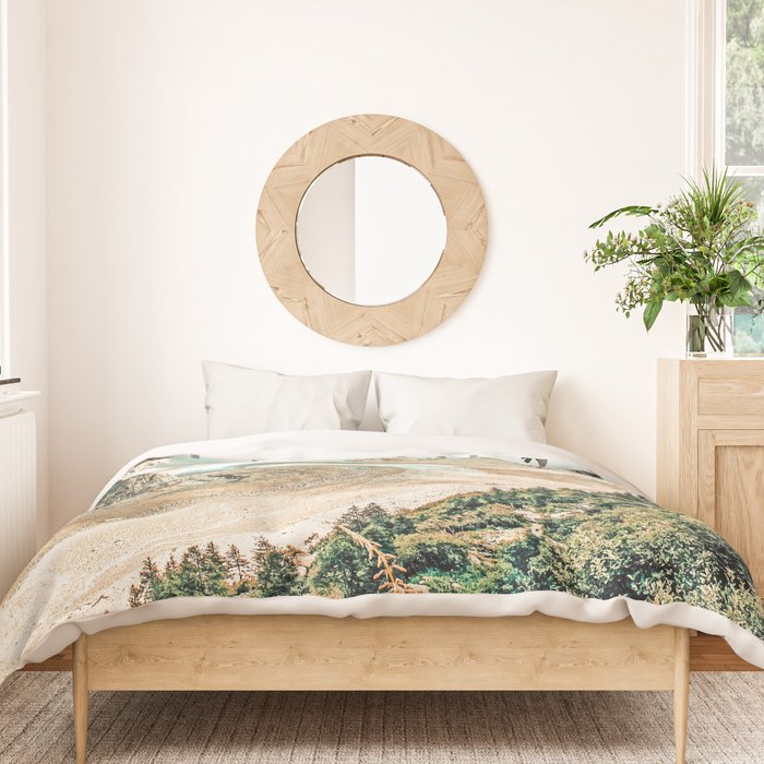 Apricity, Scenic Neutral Pastel Nature Travel Photography, Mountains Exotic Birds Landscape Path Duvet Cover Gallery Image 3