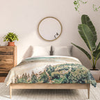 Apricity, Scenic Neutral Pastel Nature Travel Photography, Mountains Exotic Birds Landscape Path Comforter Gallery Image 3