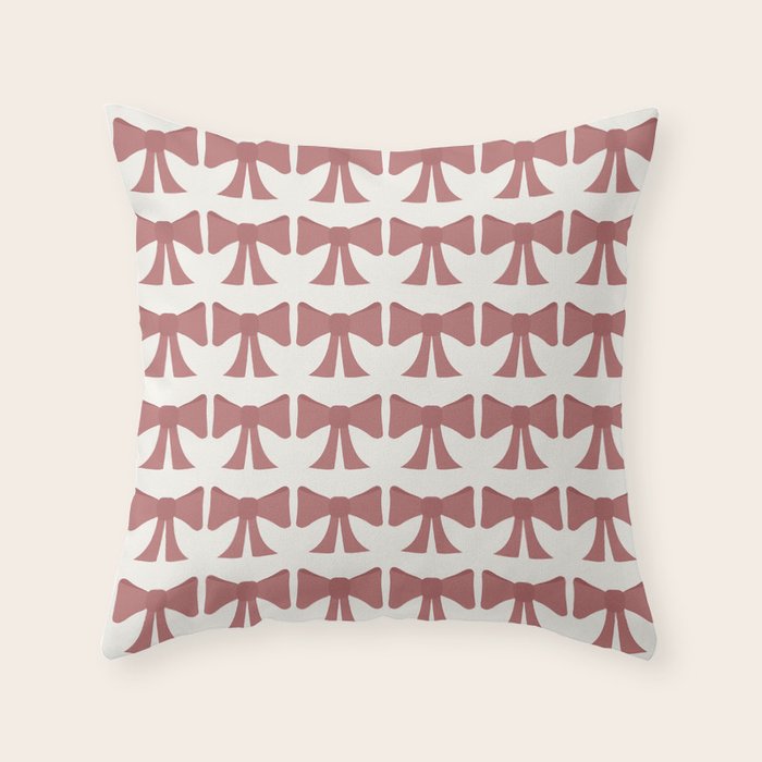 Vintage Bows III Pink Throw Pillow Gallery Image 1