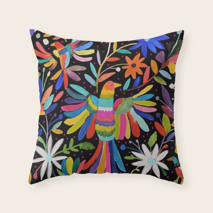 pajaros Otomi Throw Pillow Gallery Image 1