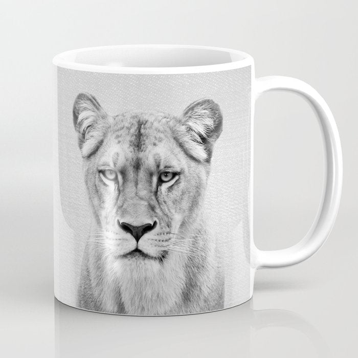 Lioness - Black & White Coffee Mug Gallery Image 1