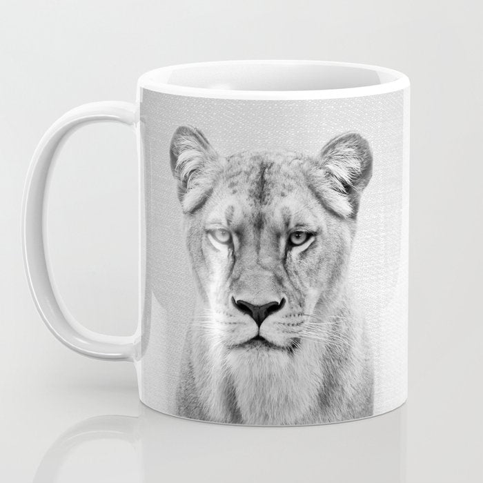 Lioness - Black & White Coffee Mug Gallery Image 3