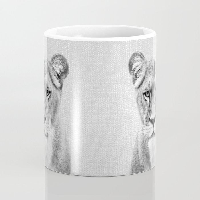 Lioness - Black & White Coffee Mug Gallery Image 4