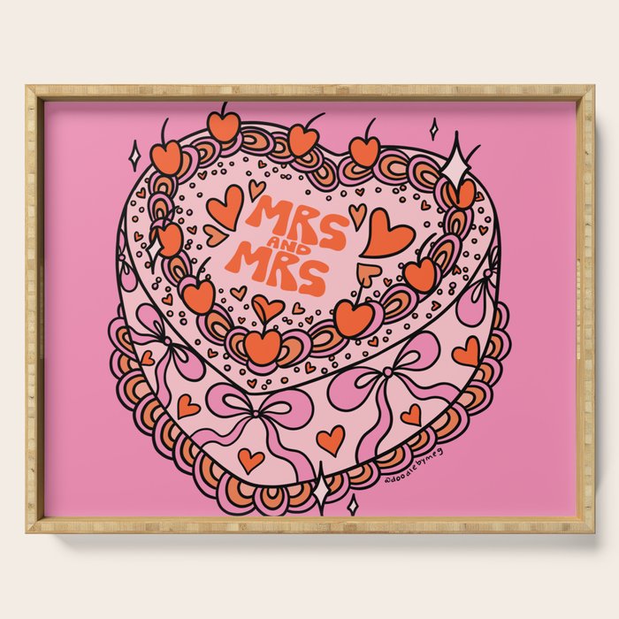 Mrs. and Mrs. Cake Serving Tray Gallery Image 1