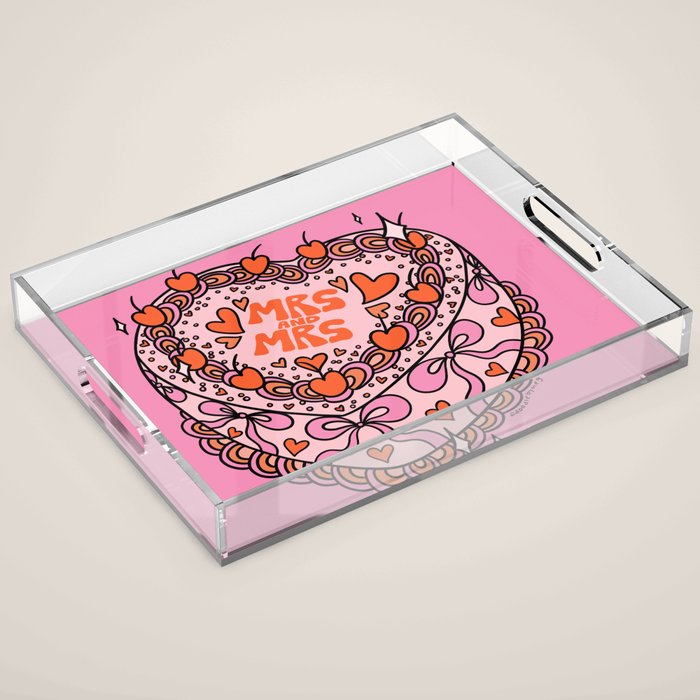Mrs. and Mrs. Cake Acrylic Tray Gallery Image 1