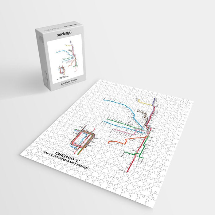 Chicago CTA Map, Chicago Wall Art, CTA Art Print Jigsaw Puzzle Gallery Image 2