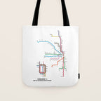 Chicago CTA Map, Chicago Wall Art, CTA Art Print Tote Bag Gallery Image 1