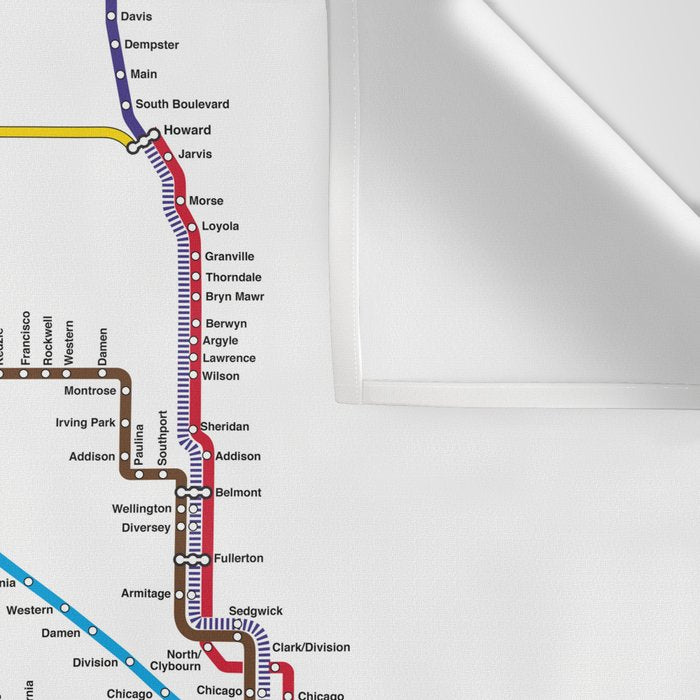 Chicago CTA Map, Chicago Wall Art, CTA Art Print Wall Tapestry Gallery Image 3