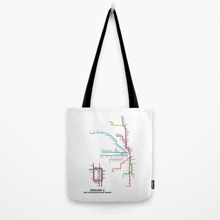 Chicago CTA Map, Chicago Wall Art, CTA Art Print Tote Bag Gallery Image 2