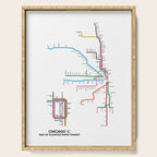 Chicago CTA Map, Chicago Wall Art, CTA Art Print Serving Tray Gallery Image 1