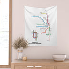 Chicago CTA Map, Chicago Wall Art, CTA Art Print Wall Tapestry Gallery Image 2