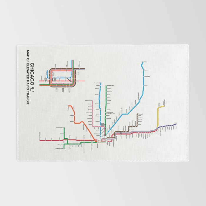Chicago CTA Map, Chicago Wall Art, CTA Art Print Rug Gallery Image 2