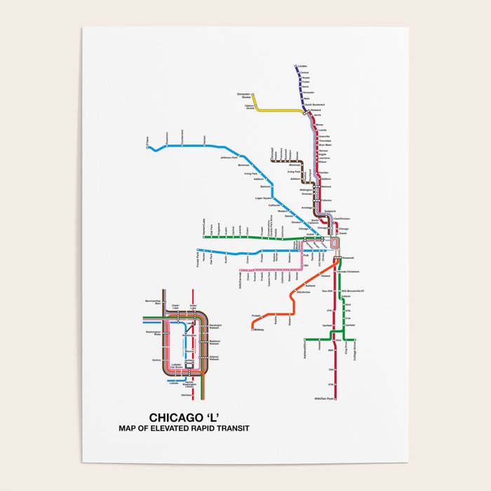 Chicago CTA Map, Chicago Wall Art, CTA Art Print Poster Gallery Image 4
