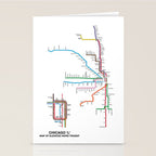 Chicago CTA Map, Chicago Wall Art, CTA Art Print Stationery Card Gallery Image 2