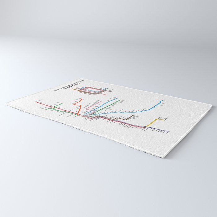 Chicago CTA Map, Chicago Wall Art, CTA Art Print Rug Gallery Image 3