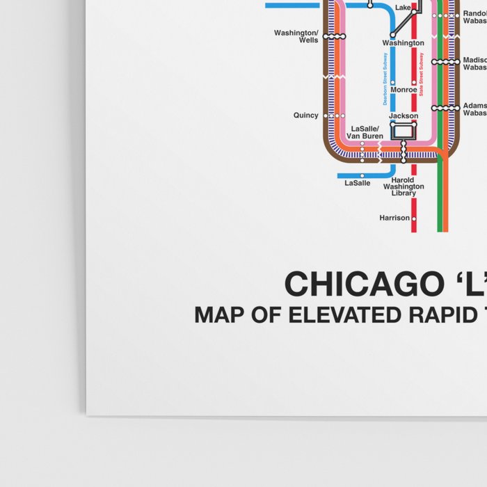 Chicago CTA Map, Chicago Wall Art, CTA Art Print Poster Gallery Image 3