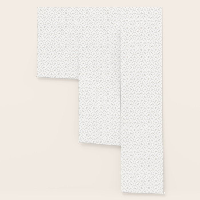 Rustic scallop floral block print - natural soft mushroom pattern Wallpaper Gallery Image 3