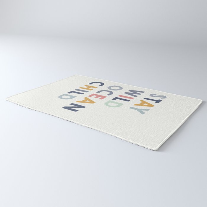 Stay Wild Ocean Child quote, perfect for an ocean theme nursery Rug Gallery Image 3