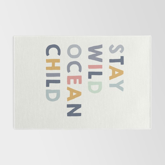 Stay Wild Ocean Child quote, perfect for an ocean theme nursery Rug Gallery Image 2