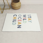 Stay Wild Ocean Child quote, perfect for an ocean theme nursery Rug Gallery Image 1