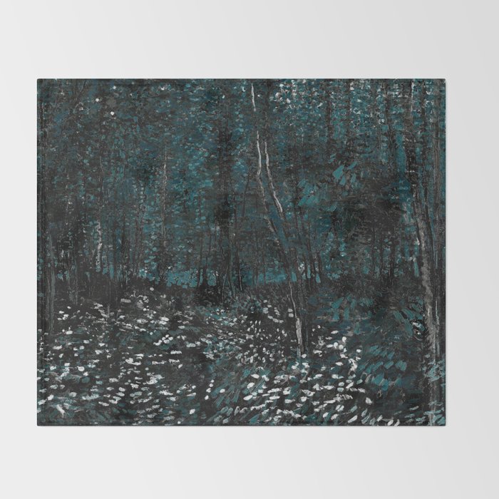 Dark Teal Van Gogh Trees & Underwood Throw Blanket Gallery Image 2