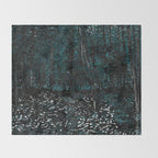 Dark Teal Van Gogh Trees & Underwood Throw Blanket Gallery Image 2