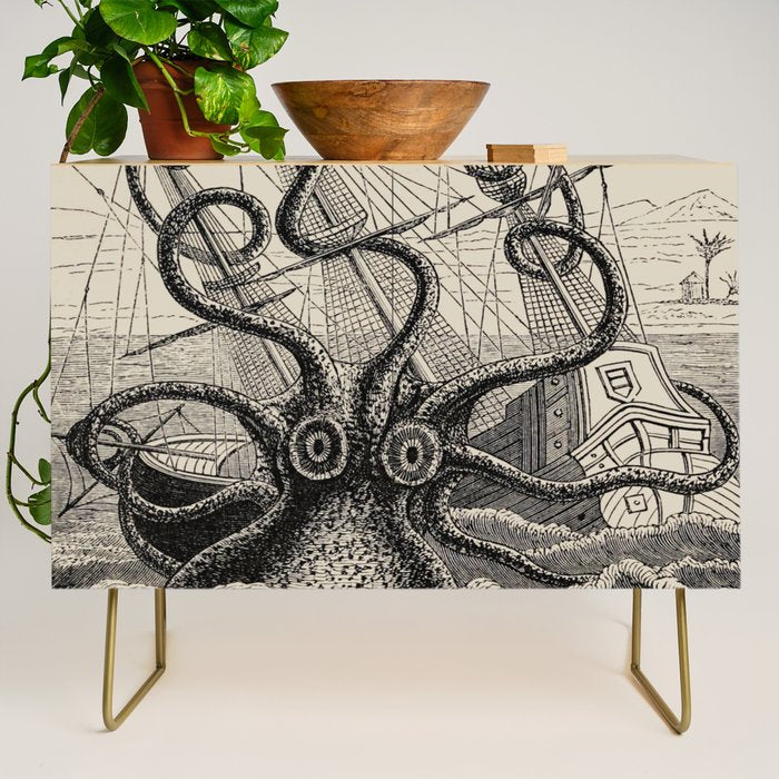 The octopus; or, The âDevil-fishâ - Henry Lee - 1875 Giant Octopus Sinking Ship Credenza Gallery Image 1