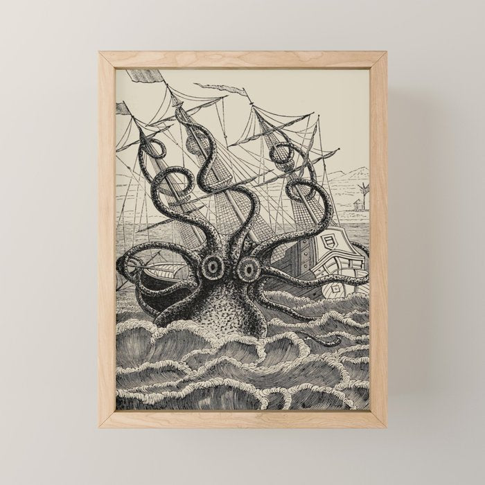 The octopus; or, The âDevil-fishâ - Henry Lee - 1875 Giant Octopus Sinking Ship Mini Art Print Gallery Image 1