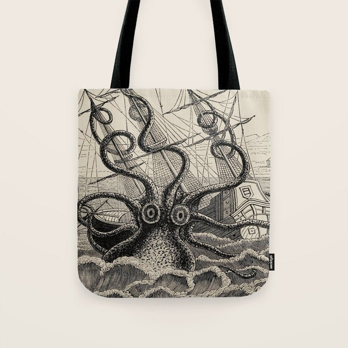The octopus; or, The âDevil-fishâ - Henry Lee - 1875 Giant Octopus Sinking Ship Tote Bag Gallery Image 1