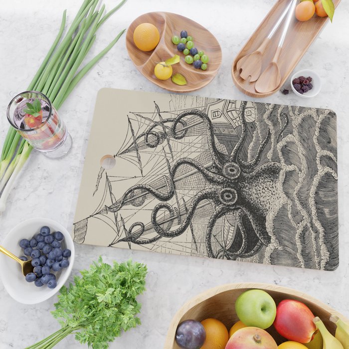 The octopus; or, The âDevil-fishâ - Henry Lee - 1875 Giant Octopus Sinking Ship Cutting Board Gallery Image 2