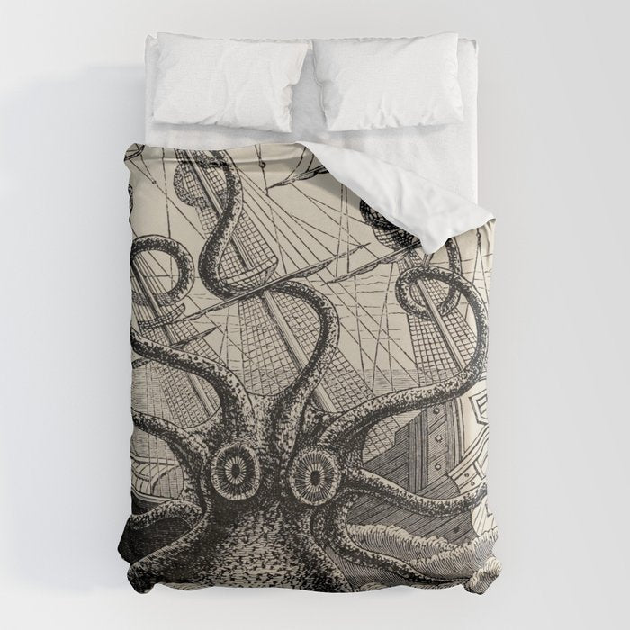 The octopus; or, The âDevil-fishâ - Henry Lee - 1875 Giant Octopus Sinking Ship Duvet Cover Gallery Image 6